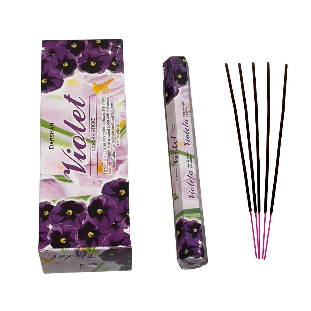 Darshan Violet (Menekşe) Kokulu Altıgen 20 Adet Çubuk Tütsü