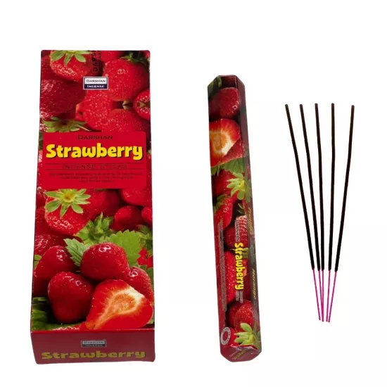 Darshan Strawberry (Çilek) Kokulu Altıgen 20 Adet Çubuk Tütsü