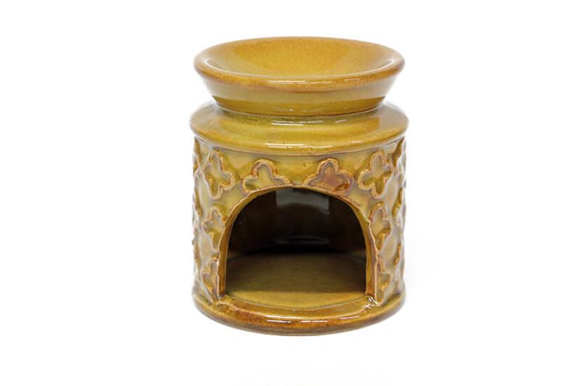 Kabartmalı Çiçek Desenli Seramik Buhurdanlık