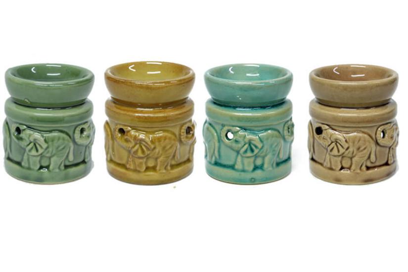 Kabartmalı Fil Desenli Seramik Buhurdanlık