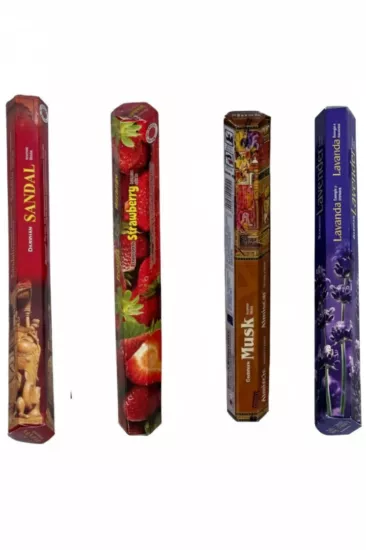 Çubuk Tütsü Seti: Sandal, Çilek, Misk, Lavanta Kokuları (4 Paket)